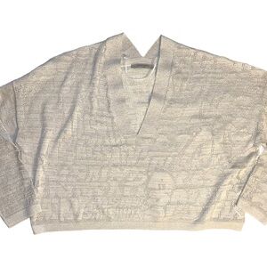 All Saints Ivory Metallic Kaito V-Neck Sweater